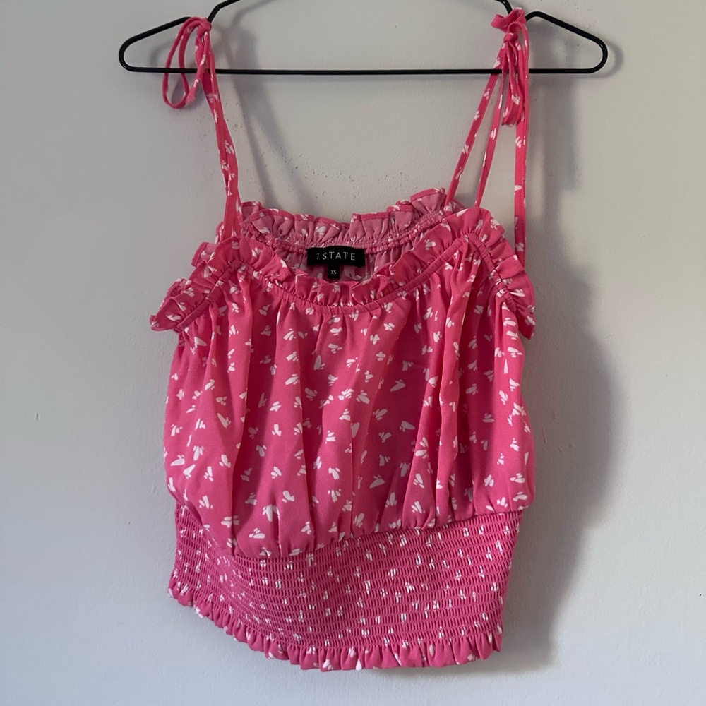 1 Slate Coral Pink Patterned XS Cropped Tank Top Perfect Used Condition